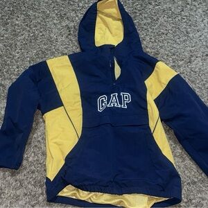 GAP Kids XXL Puffer Jacket Colorblock Navy Yellow Hooded Water Resistant